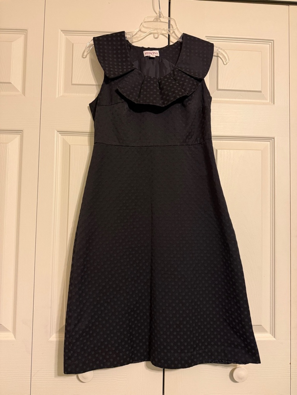 Merona Black Sleeveless Midi Dress with Ruffle Collar